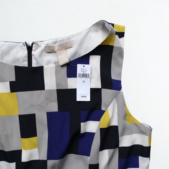 Banana Republic Color Block Midi Dress - Navy, Mustard, Charcoal, Black - Picture 3 of 8